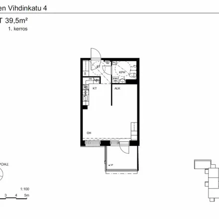 Rent this 1 bed apartment on Vihdinkatu 4 A in 15100 Lahti, Finland
