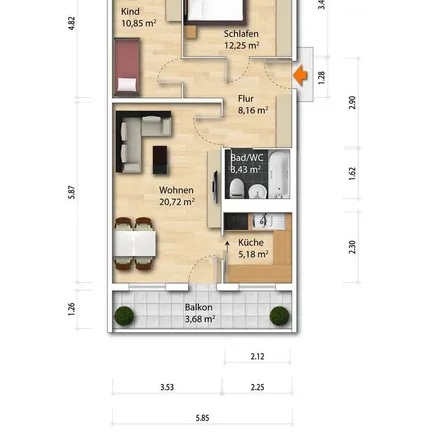 Rent this studio apartment on Rathener Straße 60 in 01259 Dresden, Germany