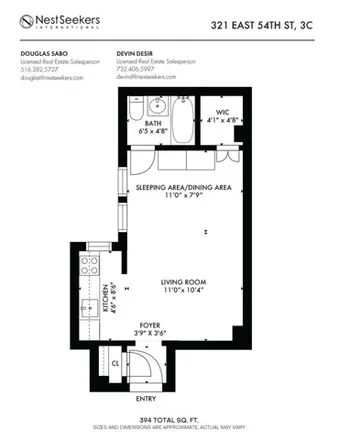 Buy this studio apartment on 321 E 54th St Apt 3c in New York, 10022