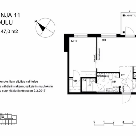Rent this 2 bed apartment on Tietolinja 11 in 90590 Oulu, Finland
