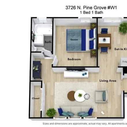 Rent this 1 bed apartment on 3726 N Pine Grove Ave