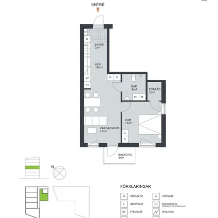 Rent this 2 bed apartment on Tritons förskola in Öster Mälarstrands allé 10, 723 56 Västerås