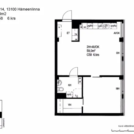 Rent this 2 bed apartment on Hallituskatu 14 in 13100 Hämeenlinna, Finland