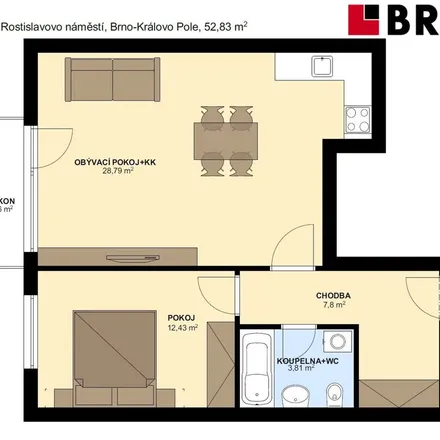 Rent this 2 bed apartment on Rostislavovo náměstí 2347/5a in 612 00 Brno, Czechia