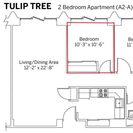 Rent this 1 bed room on Tulip Tree Apartments in 2451 East 10th Street, Bloomington