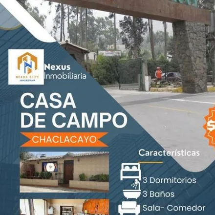Buy this 3 bed house on Institución educativa inicial Chiquitines in Calle B, Chaclacayo