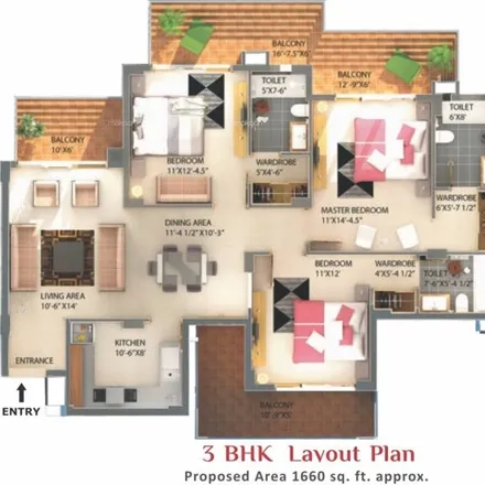 Rent this 3 bed apartment on unnamed road in Sahibzada Ajit Singh Nagar, Shatabgarh - 146006
