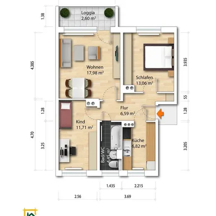 Rent this studio apartment on Kadenstraße 43 in 01237 Dresden, Germany