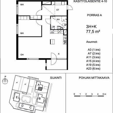 Rent this 3 bed apartment on Käsityöläisentie 4-10 in 00750 Helsinki, Finland