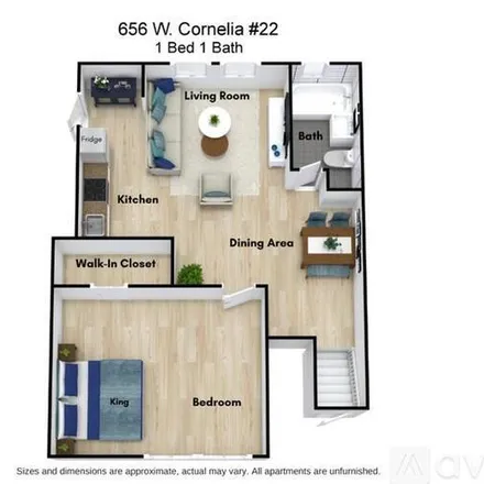 Rent this 1 bed apartment on 656 W Cornelia Ave