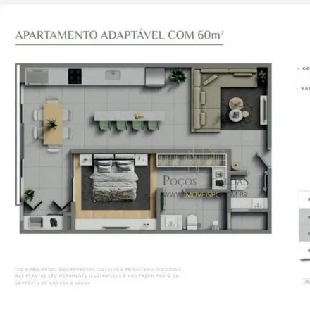 Buy this 1 bed apartment on Rua Capitão Afonso Junqueira in Jardim Quisisana, Poços de Caldas - MG