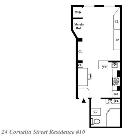 Rent this studio apartment on 24 Cornelia Street in New York, NY 10014