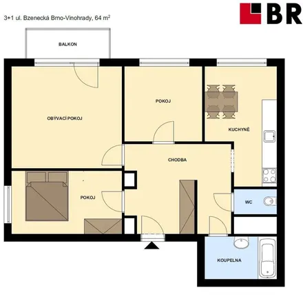 Rent this 3 bed apartment on Bzenecká 4199/7 in 628 00 Brno, Czechia
