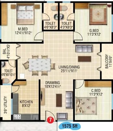 Buy this 3 bed apartment on unnamed road in Ward 19 Saroornagar, Hyderabad - 500102
