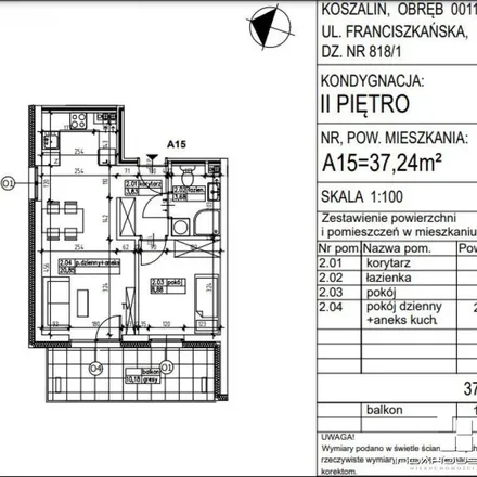 Rent this 2 bed apartment on Franciszkańska 130c in 75-255 Koszalin, Poland