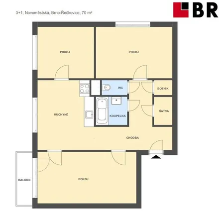 Rent this 3 bed apartment on Novoměstská 1431/47 in 621 00 Brno, Czechia