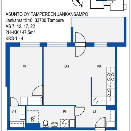Rent this 2 bed apartment on Jankanraitti 10 in 33560 Tampere, Finland