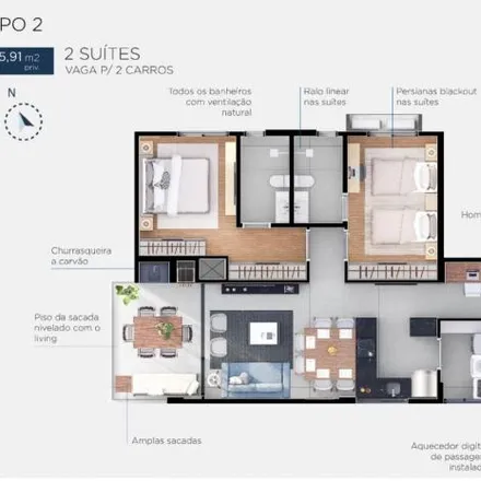 Buy this 2 bed apartment on Rua São Pio X 601 in Ahú, Curitiba - PR