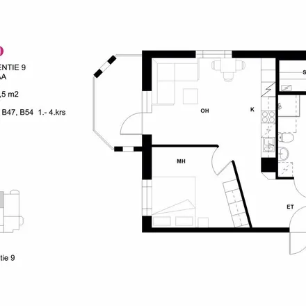 Rent this 2 bed apartment on Lautamiehentie 9 A in 01510 Vantaa, Finland
