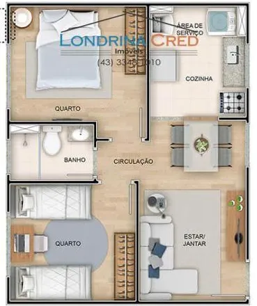 Buy this 2 bed apartment on Rua Akeo Hasuda in Cidade Industrial 2, Londrina - PR