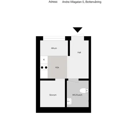 Rent this 1 bed apartment on Andra villagatan in 503 42 Borås, Sweden