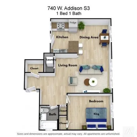 Rent this 1 bed apartment on 740 W Addison St