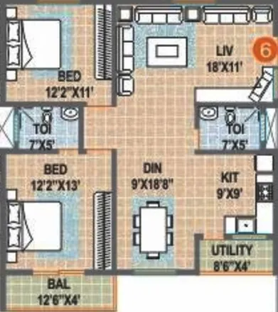 Rent this 2 bed apartment on Hoodi Main Road in Hoodi, Bengaluru - 560067