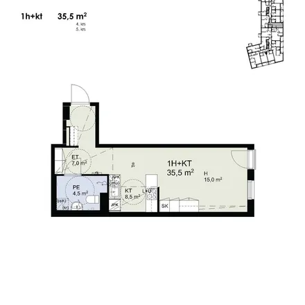 Rent this 1 bed apartment on Korkeakoskentie 27 in 40500 Jyväskylä, Finland