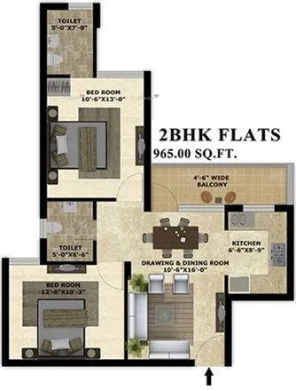 Rent this 2 bed apartment on unnamed road in Sahibzada Ajit Singh Nagar, Dera Bassi - 140412
