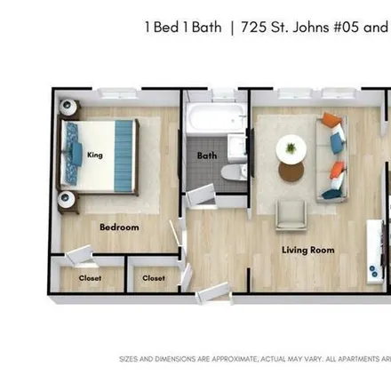 Rent this 1 bed apartment on 725 St Johns Ave