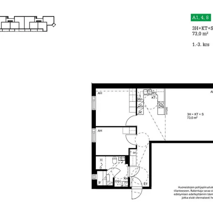 Rent this 3 bed apartment on Tarhurintie 5 in 01350 Vantaa, Finland
