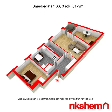 Rent this 3 bed apartment on Smedjegatan in 602 19 Norrköping, Sweden