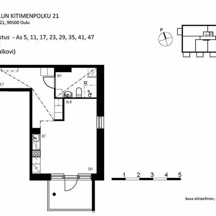 Rent this 1 bed apartment on Kitimenpolku 21 in 90500 Oulu, Finland