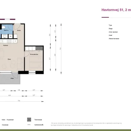 Rent this 2 bed apartment on Havtornvej 51 in 2640 Hedehusene, Denmark