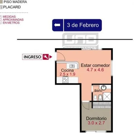 Rent this 1 bed apartment on 3 de Febrero 3029 in Nuestra Señora de Lourdes, Rosario