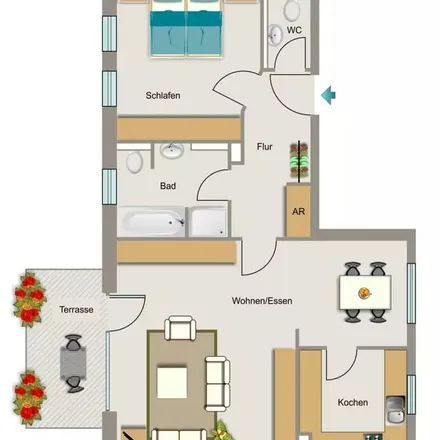 Rent this 3 bed apartment on Otfried-Preußler-Straße 43 in 50170 Sindorf, Germany