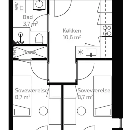 Rent this 2 bed apartment on Østre Havnepark 9 in 9000 Aalborg, Denmark