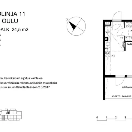 Rent this 1 bed apartment on Tietolinja 11 in 90590 Oulu, Finland