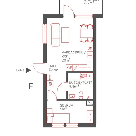 Rent this 2 bed apartment on Kummelgårdsgatan in 724 79 Västerås, Sweden