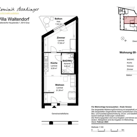 Rent this 2 bed apartment on Plüddemanngasse 51 in 8010 Graz, Austria
