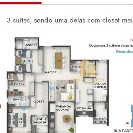 Buy this 3 bed apartment on Rua Padre Rodolfo 285 in Vila Ema, São José dos Campos - SP