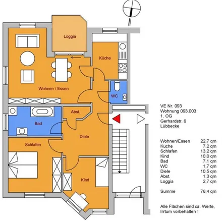 Rent this 3 bed apartment on Albert-Schweitzer-Straße 26b in 32312 Lübbecke, Germany