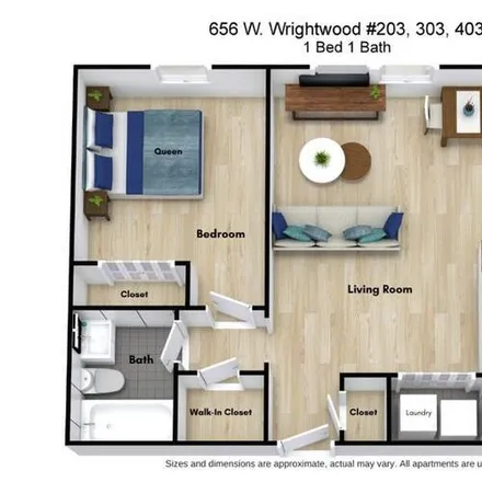 Rent this 1 bed apartment on 656 W Wrightwood Ave