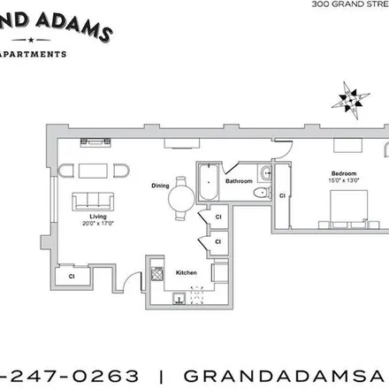 Rent this 1 bed apartment on Grand Adams Apartments in Adams Street, Hoboken