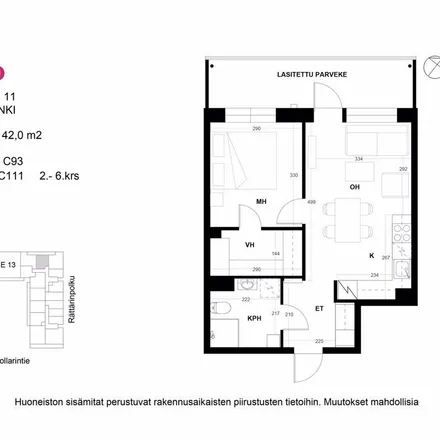 Rent this 2 bed apartment on Klaavuntie 11 in 00910 Helsinki, Finland