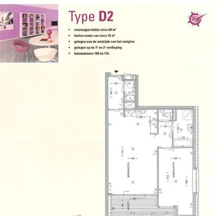 Rent this 2 bed apartment on Reitse Hoevenstraat 211 in 5042 EG Tilburg, Netherlands