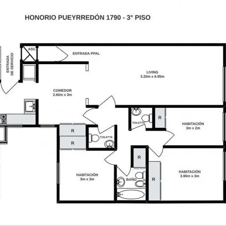 Buy this 3 bed apartment on Avenida Doctor Honorio Pueyrredón 1794 in Villa Crespo, C1414 CER Buenos Aires