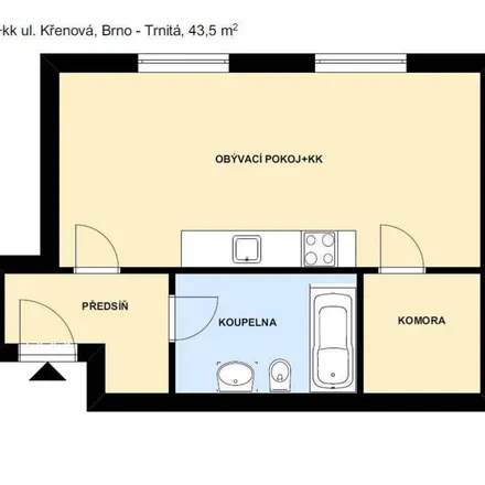 Rent this 1 bed apartment on Cyklobella.cz in Křenová 307/42, 602 00 Brno