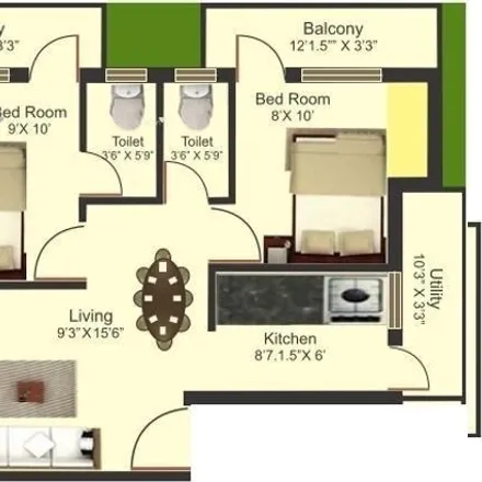 Rent this 2 bed apartment on Kidzee in Ramappa Road, Zone 14 Perungudi