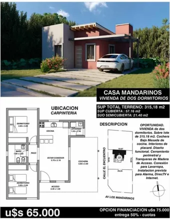 Buy this 2 bed house on Avenida Los Mandarinos in Junín, 5883 Municipio de Carpintería